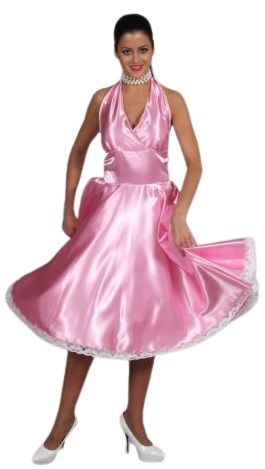 Swingdame roze - Willaert, verkleedkledij, carnavalkledij, carnavaloutfit, fantasiekledij, feestkledij, jaren 50, r&r, fifties